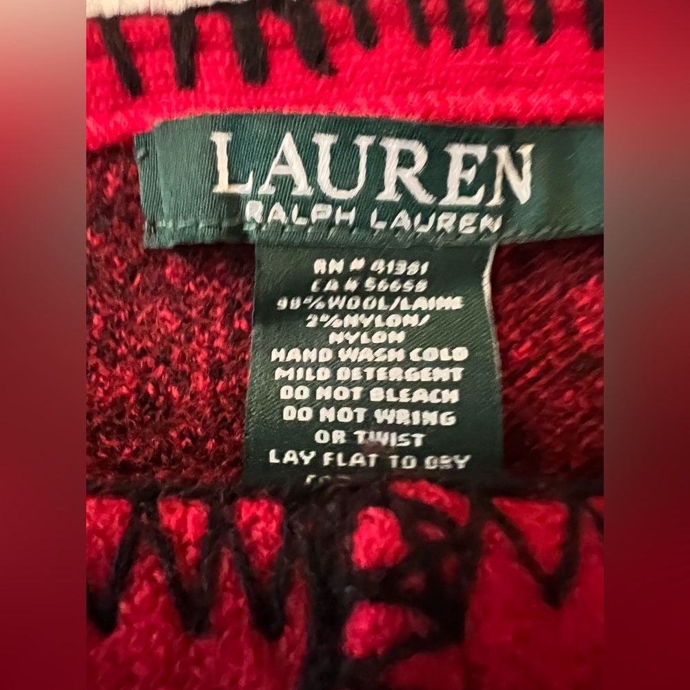Vtg Ralph Lauren Country Wool Red Plaid Pop-over Cape Poncho Fringe Small/Medium - Picture 4 of 5